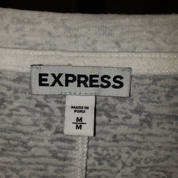 Women's Express White and Black Graphic Sheer Short Sleeve Tee - M - Picture 5 of 5